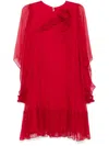 Nissa Floral-appliqué Silk Midi Dress In Red