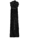 Nissa Floral-appliqué Sequined Maxi Dress In Black