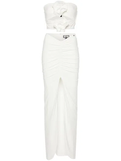 Nissa Floral-appliqué Skirt Set In 中性色