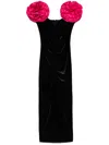 Nissa Women's Black Floral-detail Velvet Midi Dress In Black