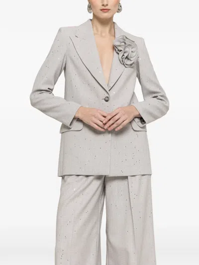 Nissa Floral Detail Blazer In Gray