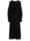 Nissa Floral-lace Midi Dress In Black