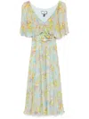 Nissa Floral Midi Dress In Blue