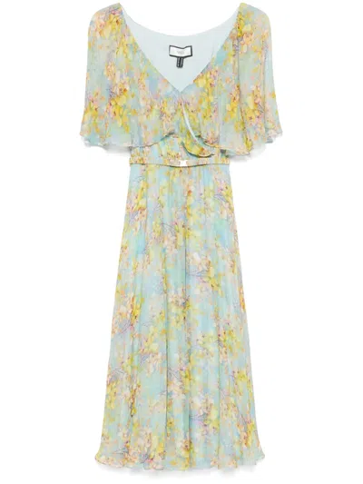 Nissa Floral Midi Dress In Blue