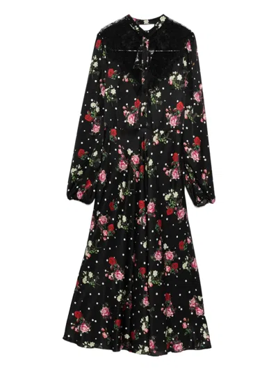 Nissa Floral-print Dress In Black