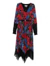 Nissa Floral-print Lace Midi Dress In Black