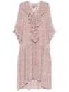 Nissa Floral-print Midi Dress In 粉色