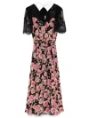 Nissa Floral-print Midi Dress In Black