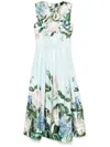 Nissa Floral-print Midi Dress In Blue