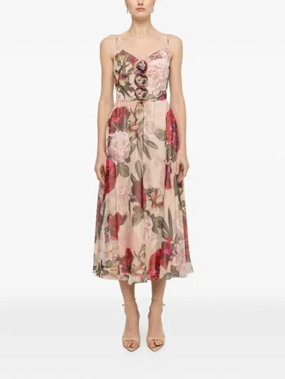 Nissa Floral Silk Dress In Multi