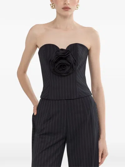 Nissa Floral-detail Corset Top In Black