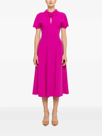 Nissa Floral-detail Midi Dress In Pink