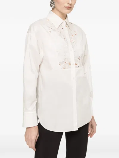 Nissa Floral-embroidered Shirt In White