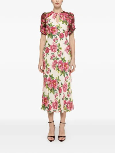 Nissa Floral-print Midi Dress In Multi