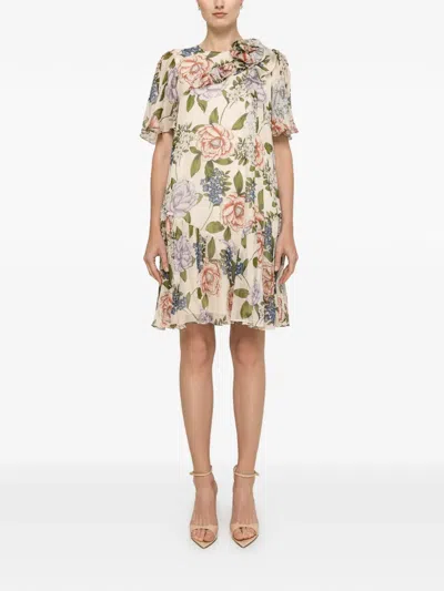 Nissa Floral-print Ruffled Mini Dress In Multi
