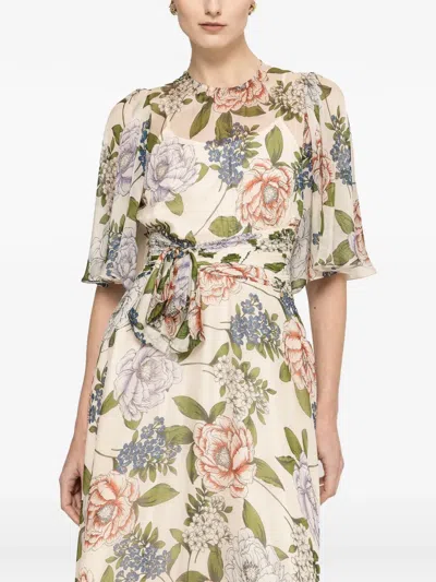 Nissa Floral-print Silk Dress In Multi