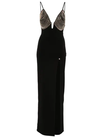 Nissa Fringe-detail Maxi Dress In Black