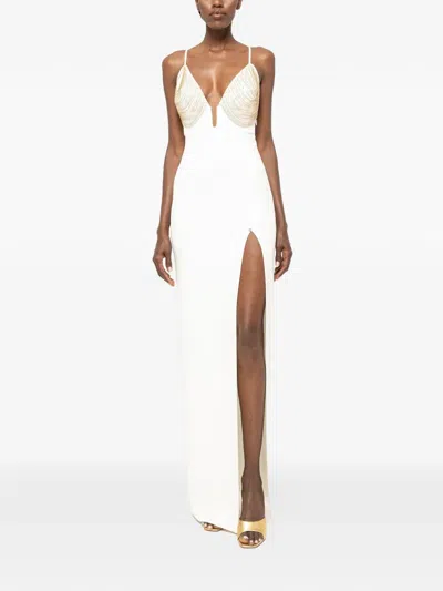 Nissa Fringe-detail Maxi Dress In White