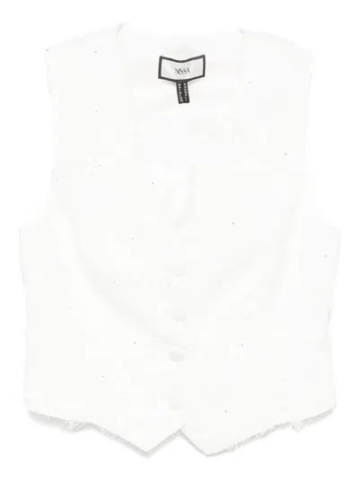 Nissa Fringed Waistcoat In Weiss