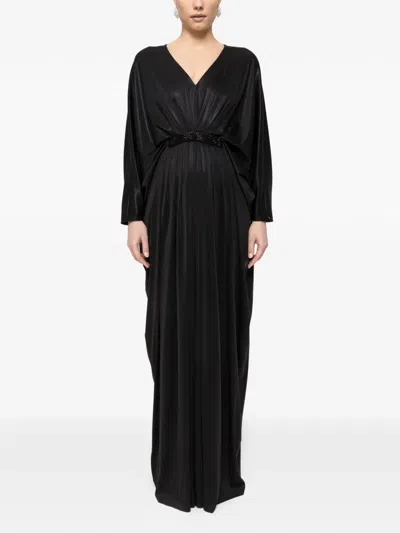 Nissa Gathered Maxi Dress In Black