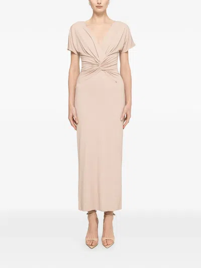 Nissa Glitter V-neck Maxi Dress In Gray
