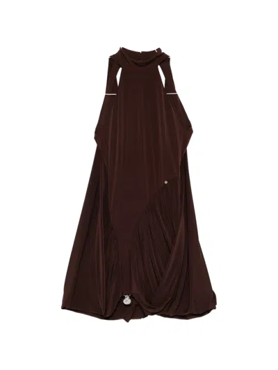 Nissa Halterneck Mini Dress In Brown