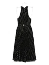 Nissa Halterneck Pleated Midi Dress In Black