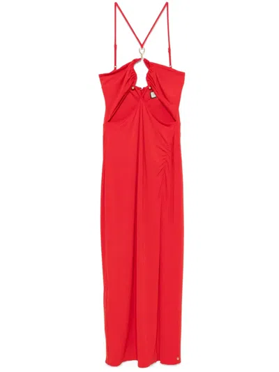 Nissa Hardware-detailed Midi Dress In Red