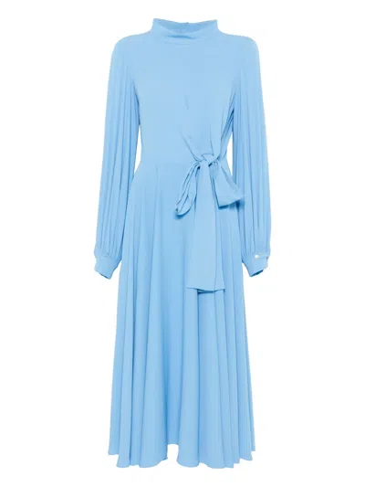 Nissa High-neck Midi Dress In Blue