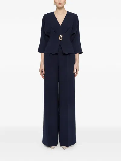 Nissa High-waisted Crepe Trousers In Blue