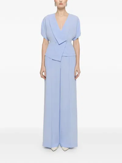 Nissa High-waisted Crepe Trousers In Blue