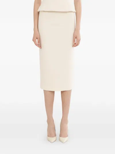 Nissa High-waisted Pencil Midi Skirt In Neutral