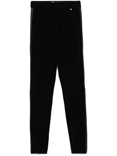 Nissa High-waisted Velvet Trousers In Black