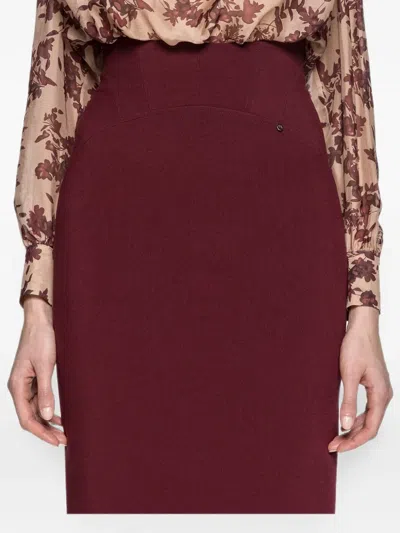 Nissa High-rise Pencil Midi Skirt In Red