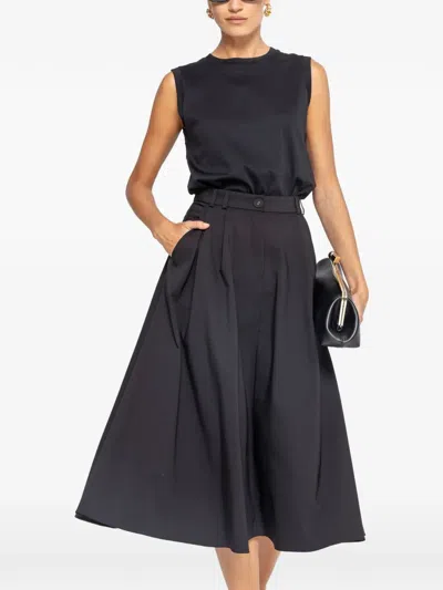 Nissa High-waisted Cotton Midi Skirt In Black
