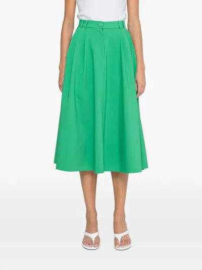 Nissa High-waisted Cotton Midi Skirt In Green