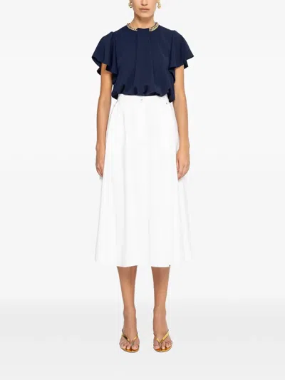 Nissa High-waisted Cotton Midi Skirt In Neutral