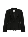 Nissa Topstitching Buttoned Jacket In Black