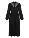 Nissa Lace-detail Midi Dress In Black