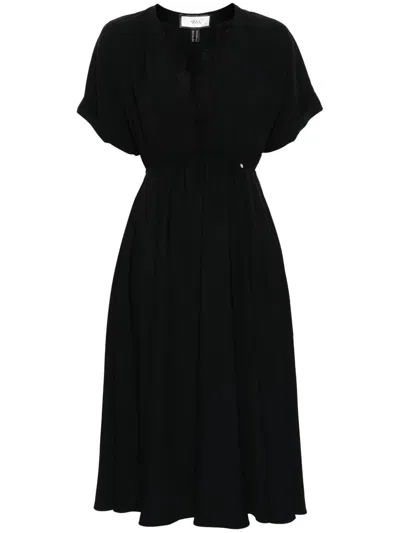 Nissa Lace-detail Midi Dress In Black