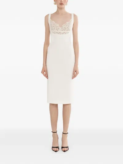 Nissa Lace Detail Midi Dress In White