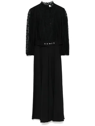 Nissa Lace-detailed Midi Dress In Black