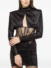Nissa Lace-insert Satin Mini Dress In Black