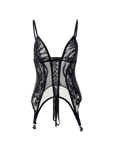 Nissa Lace-insert Tulle Top In Black