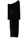Nissa Lace-insert Velvet Midi Dress In Black