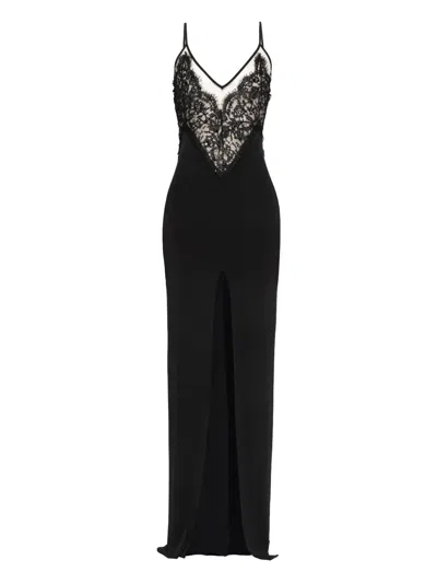 Nissa Lace-panel Maxi Dress In Black