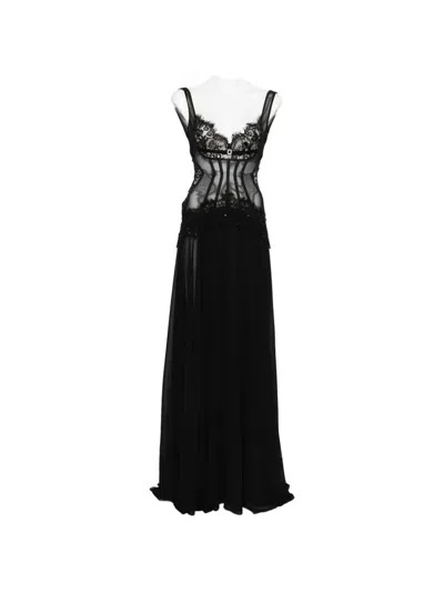 Nissa Lace Trim Maxi Dress In Black