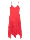 Nissa Lace-trim Midi Dress In Red