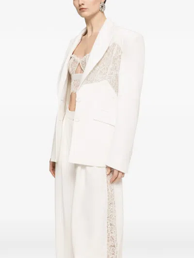 Nissa Lace-insert Blazer In White