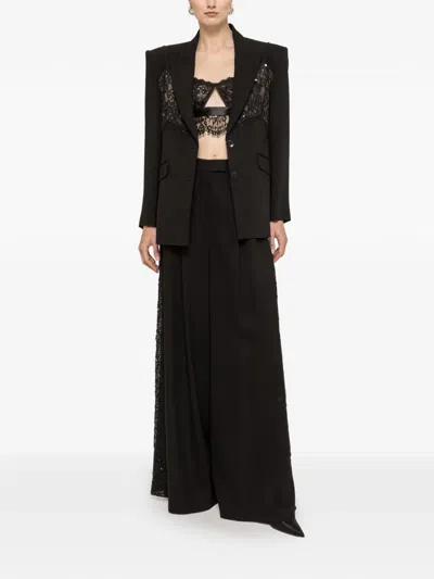 Nissa Lace-insert Sequin-embellished Blazer In Black